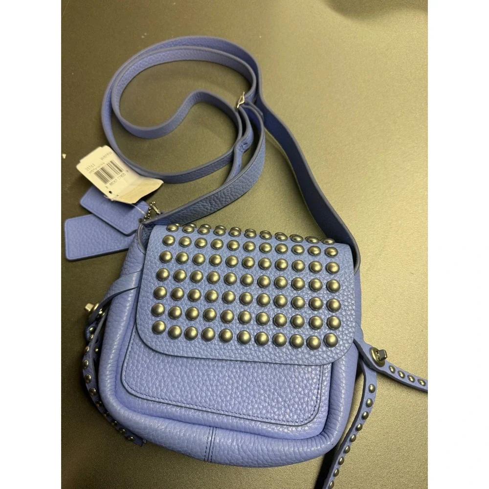 Coach Whiplash Dakotah 14 Periwinkle Blue Studded Leather Crossbody Bag 35763